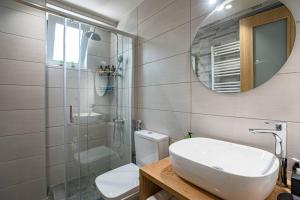 A bathroom at Olga's Organic garden Home for a couple! with Wifi & AC