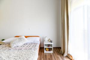 een slaapkamer met een bed en een raam bij Apartments Anita in Bibinje