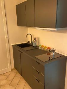 eine Küche mit einer Spüle und einer Arbeitsplatte in der Unterkunft Maratea apartment in Maratea