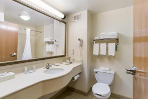ein Badezimmer mit Waschbecken, Toilette und Spiegel in der Unterkunft Quality Inn & Suites Bel Air I-95 Exit 77A in Bel Air + 31 Fotos