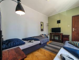 Televízia a/alebo spoločenská miestnosť v ubytovaní Hostel Mazurska 8a