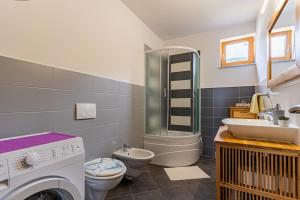 a bathroom with a shower toilet and a sink at Apartment Livia in Cres