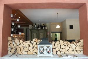 a view of a room with a bunch of wine bottles at Das Posch Hotel in Oberammergau