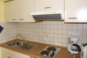 a kitchen with a sink and a counter top at App.-Haus Holmernhof II in Bad Füssing