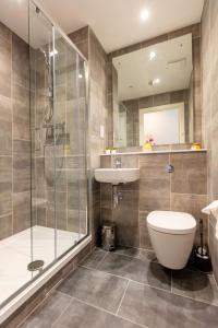 W łazience znajduje się prysznic, toaleta i umywalka. w obiekcie The Westwood Summer Accommodation w Galway