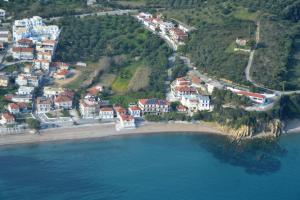 an aerial view of a small town on a hill at Hotel Korakakis Beach in Finikounta