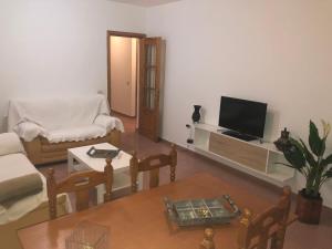 Televízia a/alebo spoločenská miestnosť v ubytovaní Apartamentos Super