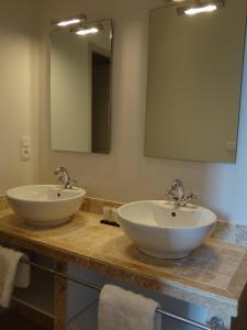 - Baño con 2 lavabos y 2 espejos en Bed & Breakfast L'Orangerie, en Carcassonne