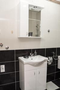 a bathroom with a white sink and a mirror at CITY APARTMENT BB in Bajina Bašta