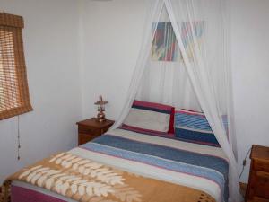 a bedroom with a bed with a mosquito net at Thaba Manzi Ranch in Magaliesburg
