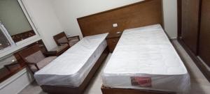 Tempat tidur dalam kamar di الكيلو 91-اكوا فيو aqua view للمصرين فقط