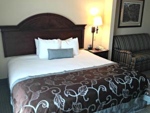 a hotel room with a large bed and a chair at Wingate by Wyndham Charleston Southern University in Charleston