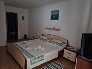 ein Schlafzimmer mit einem großen Bett und einem TV in der Unterkunft Apartment Mihael in Dubrovnik