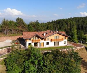 uma vista aérea de uma casa na floresta em Bioagritur La Casa dei Trajeri em Fai della Paganella