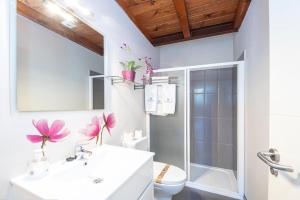 a bathroom with a white sink and a toilet at Apartamentos El Capricho in Águeda del Caudillo