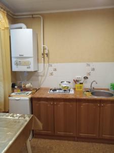 a kitchen with a sink and a counter top at Апартаменты с двумя спальнями на закрытой территории in Izmail