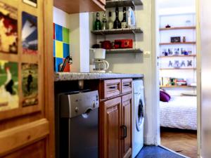 eine Küche mit Spüle und Geschirrspüler in der Unterkunft Montmartre Apartments Monet in Paris