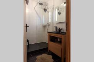 La salle de bains est pourvue d'un lavabo et d'une douche. dans l'établissement Rev2 Montagne, à La Bresse