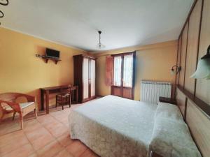 a bedroom with a bed and a desk and a chair at Albergo del Sangro in Pescasseroli