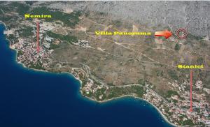 una mappa dell'isola di Wille Pananca di Villa Panorama a Omiš (Almissa)