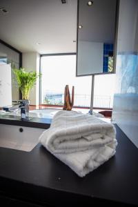 a towel is sitting on a counter in a kitchen at Ca Na Bruixa,con piscina y vista al mar in Alcanada