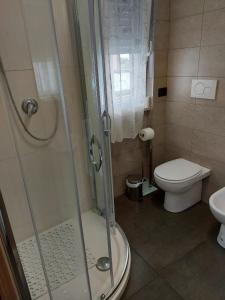 uma casa de banho com um chuveiro e um WC. em Bed&Breakfast Luna em San Salvo