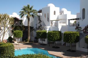 a view of the exterior of a building with a swimming pool at Apartamentos Torrelaguna in Vera