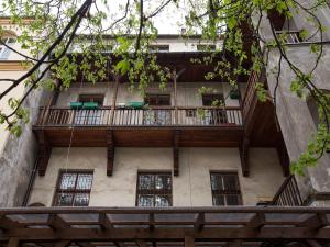 an external view of a building with a balcony at Nicholas Studio in Krakow