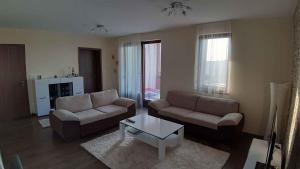 a living room with two couches and a coffee table at Apartment in Balatonalmadi 36663 in Balatonalmádi