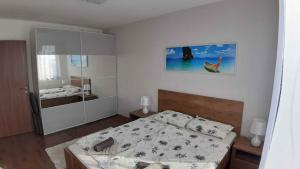 a small bedroom with a bed and a window at Apartment in Balatonalmadi 36663 in Balatonalmádi +22 photos