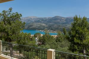 a view of a lake from a balcony at Ionian Vista Villas in Argostoli
