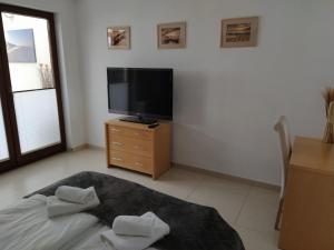 Televízia a/alebo spoločenská miestnosť v ubytovaní LIDO Apartamenty