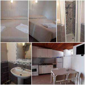 un collage de fotos de una cocina y un baño en Arena Vacanze en Castellabate