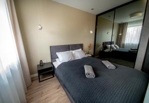 Posteľ alebo postele v izbe v ubytovaní Apartament z klimatyzacją, Biłgoraj