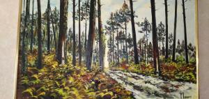 ein Bild eines Pfades in einem Wald mit Bäumen in der Unterkunft chambre d'hôte in Campagne