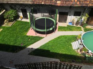 an aerial view of a yard with a pool at U Moto Makovic in Horažďovice