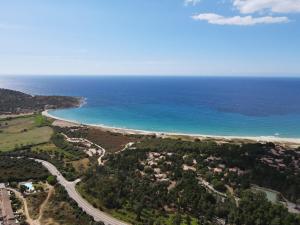 an aerial view of a beach and the ocean at Le Domaine De Marie in Palasca
