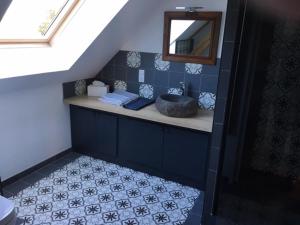 a bathroom with a sink and a mirror at LES PORTES DE BOURGOGNE in Serbonnes +14 photos