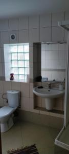 a bathroom with a toilet and a sink at Pokoje i kwatery w Augustowie in Augustów