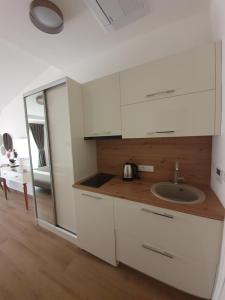 Kuchyň nebo kuchyňský kout v ubytování Apartments Boreta
