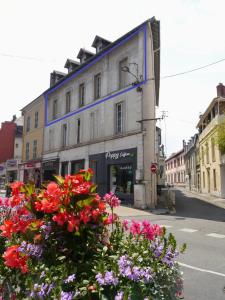 ein Gebäude mit Blumen davor auf einer Straße in der Unterkunft Appartement le Flatiron - 4 chambres in Tarbes