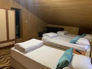 Cette chambre comprend 3 lits. dans l'établissement Danis Otel Ve Restoran, à Uzungöl