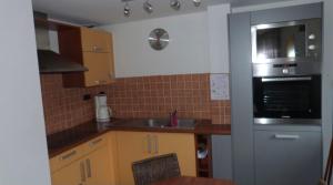 cocina con fregadero y fogones horno superior en Appartement spacieux 3 chambres, en Génos
