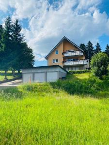 ein Haus auf einem Grashügel in der Unterkunft Ferienwohnung Heide in Freudenstadt