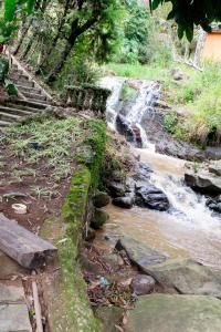 un arroyo de agua con escaleras junto a un río en Pousada Águas da Serra en Petrópolis