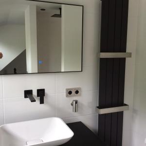 a bathroom with a white toilet and a mirror at Nummer 20 in Zoutelande