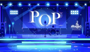 a stage with a microphone and apop house on it at Music House Palinuro in Palinuro +55 photos