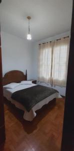 特雷索波利斯的住宿－Recanto Esperança - Pertinho do Parque Nacional, Feirinha, CBF，一间卧室设有一张大床和一个窗户。