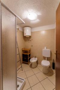 a bathroom with a toilet and a sink at Appartamento da Neri Alloggio ad uso turistico -VDA-CHARVENSOD-n0047 in Aosta