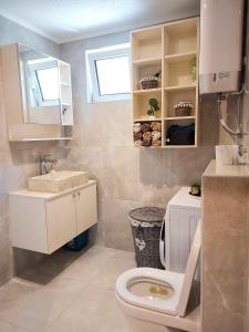 a bathroom with a toilet and a sink at Studios Merdović in Budva